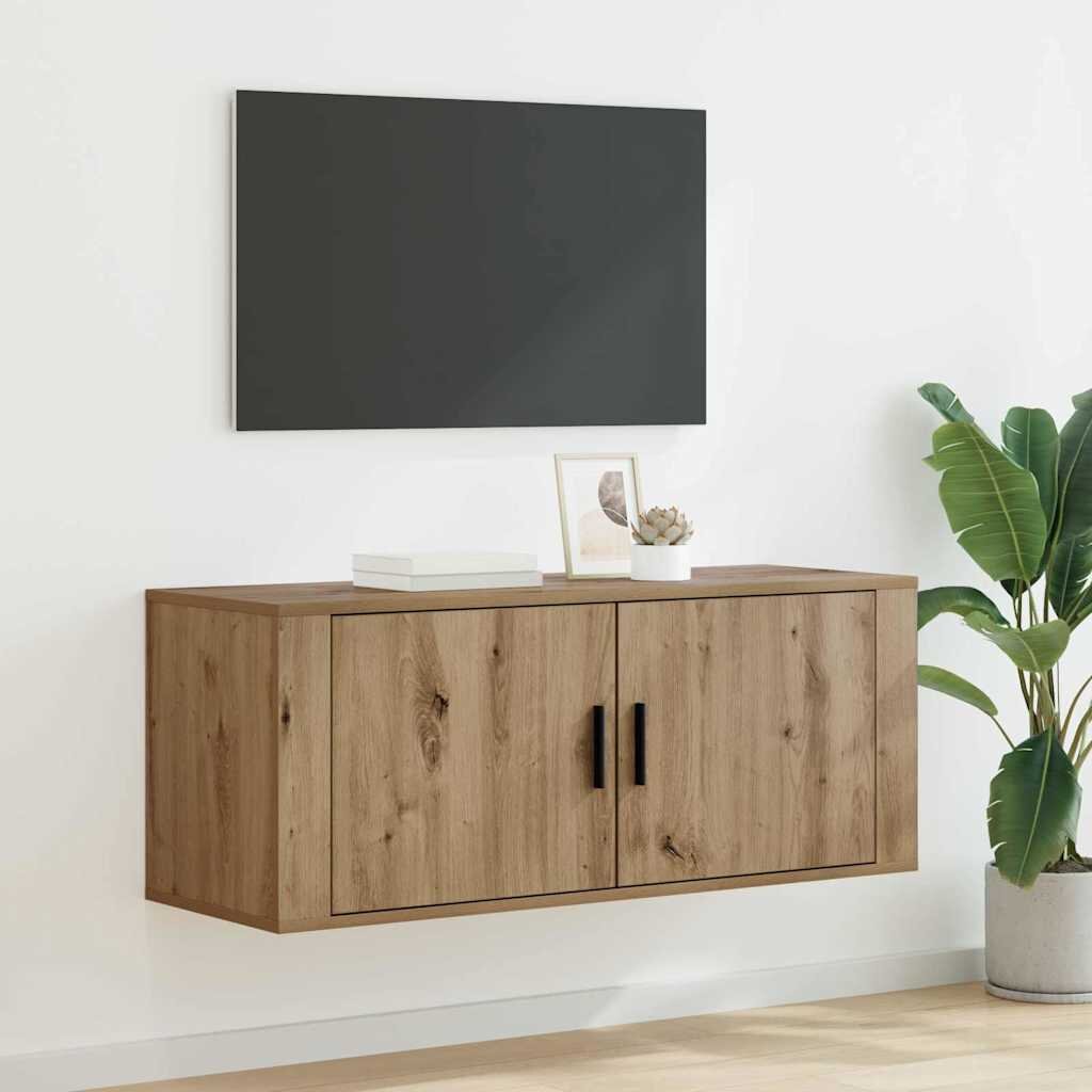 vidaXL Стенен ТВ кабинет 100 x 345 x 40 см Дъб Инженерна дървесина