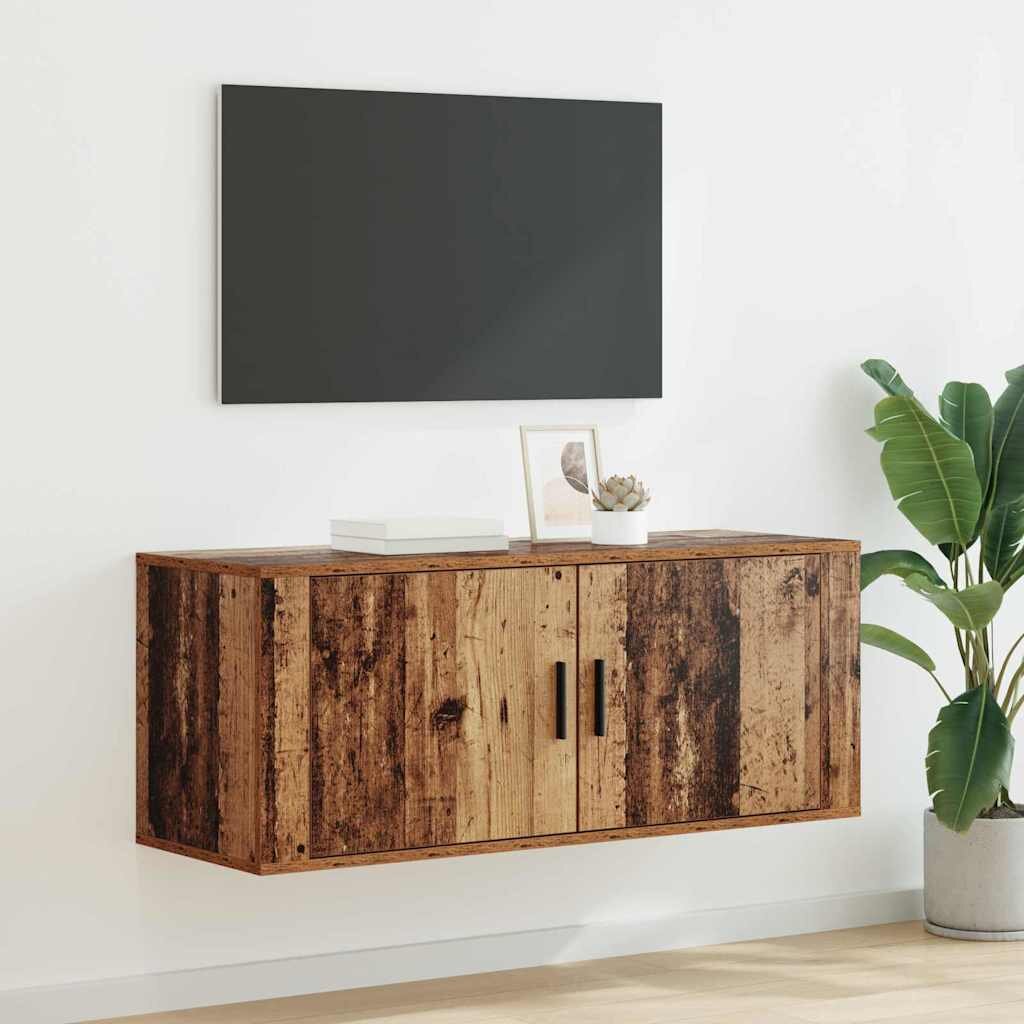 vidaXL Стенен ТВ кабинет 100 x 345 x 40 см Старо дърво