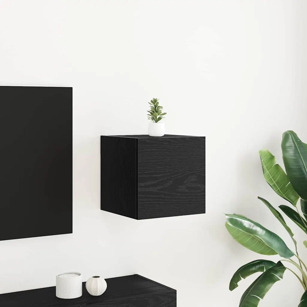 vidaXL Стенен ТВ кабинет 305 x 30 x 30 см Черен дъб