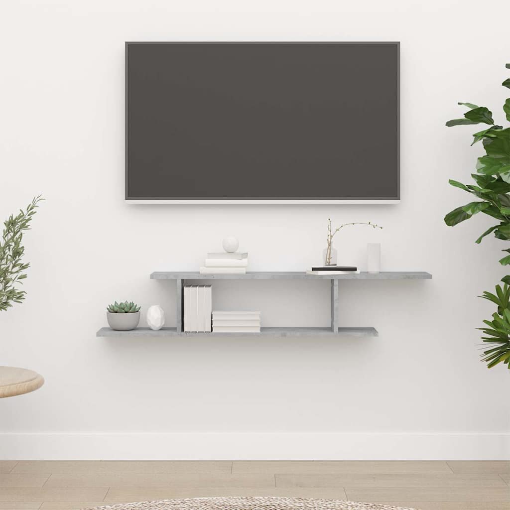 vidaXL Стенен ТВ рафт бетонно сив 125x18x23 см инженерно дърво