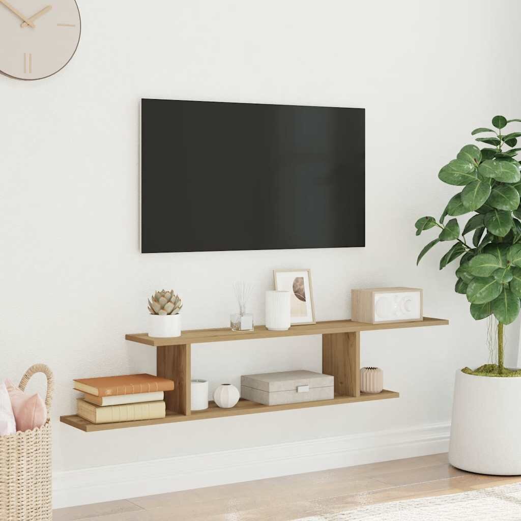 vidaXL Стенен ТВ рафт дъб артизан 125x18x23 см инженерно дърво