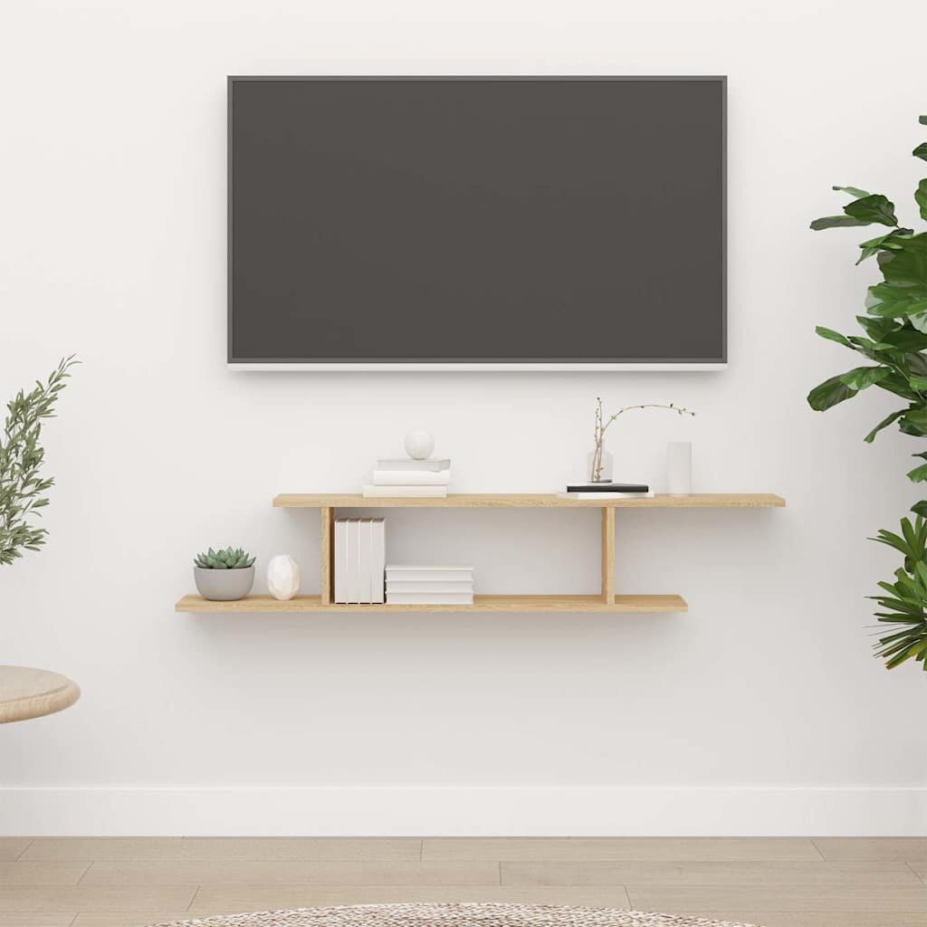 vidaXL Стенен ТВ рафт дъб сонома 125x18x23 см инженерно дърво