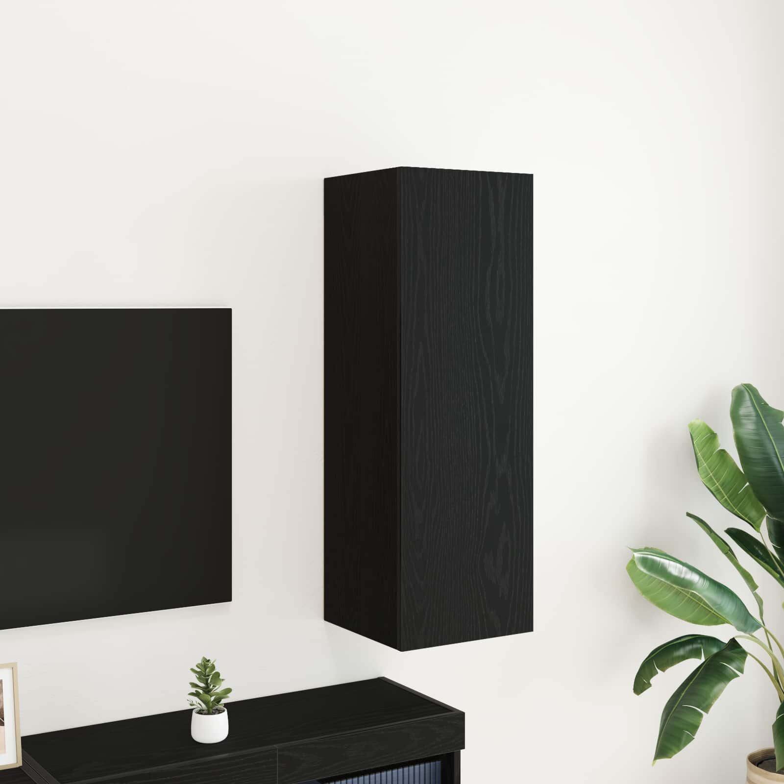 vidaXL Стенен ТВ шкаф 305 x 30 x 90 см Черния дъб Инженерна дървесина