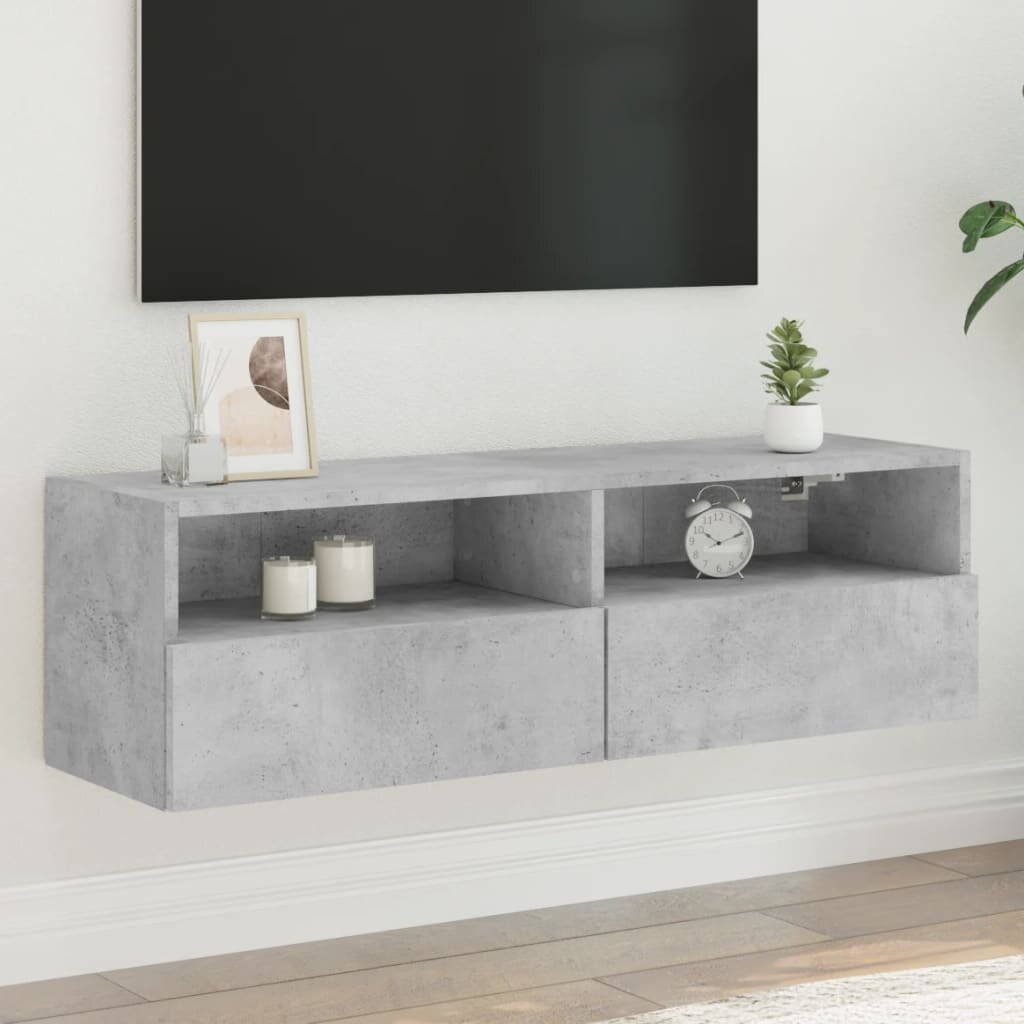 vidaXL Стенен ТВ шкаф бетонно сив 100x30x30 см инженерно дърво