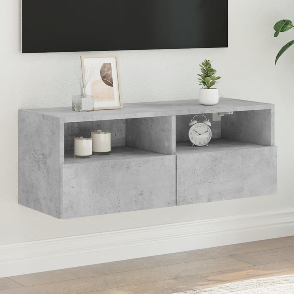 vidaXL Стенен ТВ шкаф бетонно сив 80x30x30 см инженерно дърво