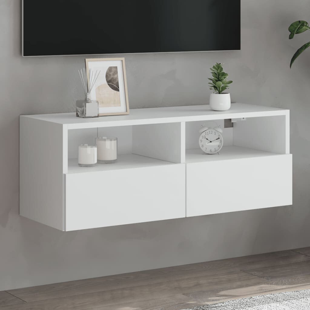 vidaXL Стенен ТВ шкаф бял 80x30x30 см инженерно дърво
