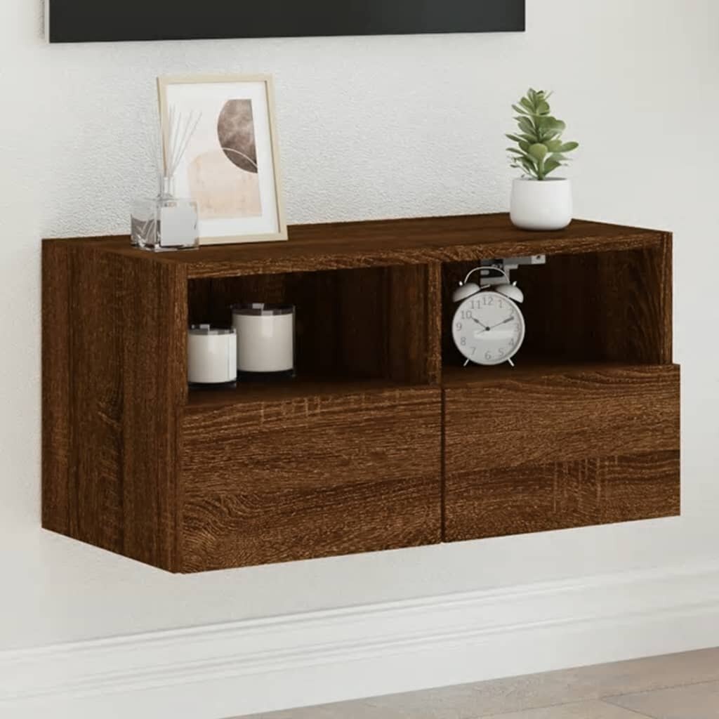 vidaXL Стенен ТВ шкаф кафяв дъб 60x30x30 см инженерно дърво