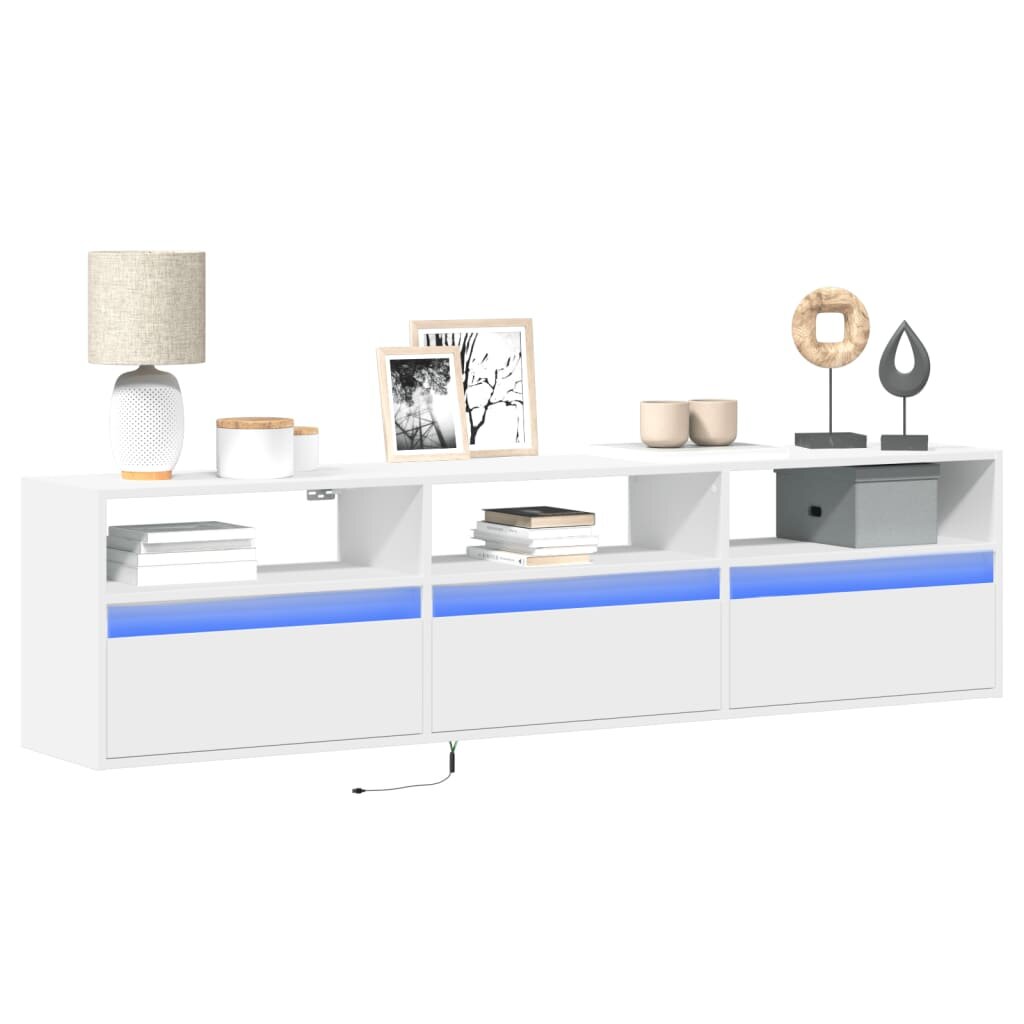 vidaXL Стенен ТВ шкаф с LED бял 180x31x45 см