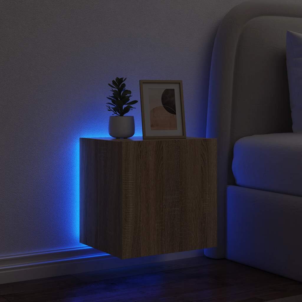 vidaXL Стенен ТВ шкаф с LED осветление сонома дъб 405x35x40 см