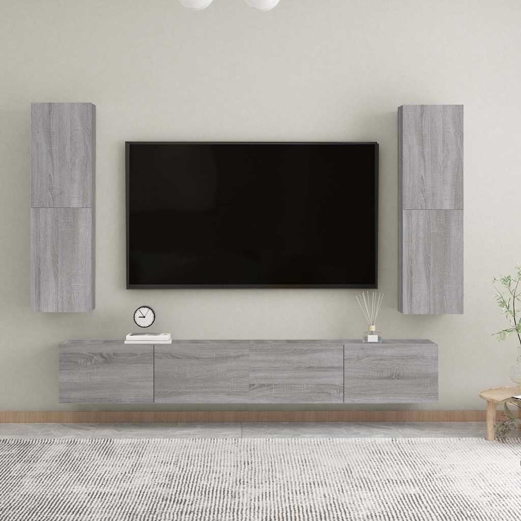 vidaXL Стенен ТВ шкаф сив сонома 305x30x110 см