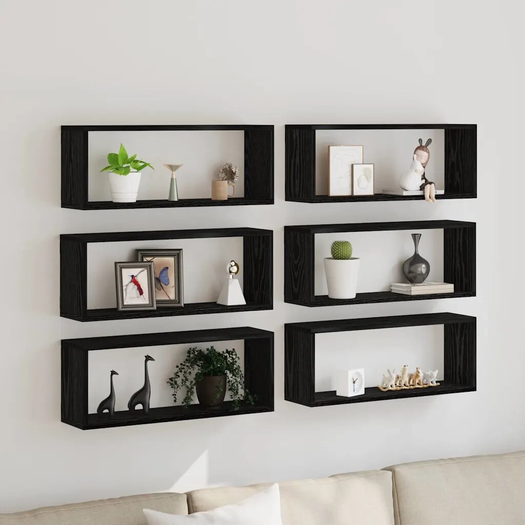 vidaXL Стени за рафтове 6 бр. Черния дъб 60 x 15 x 23 cm