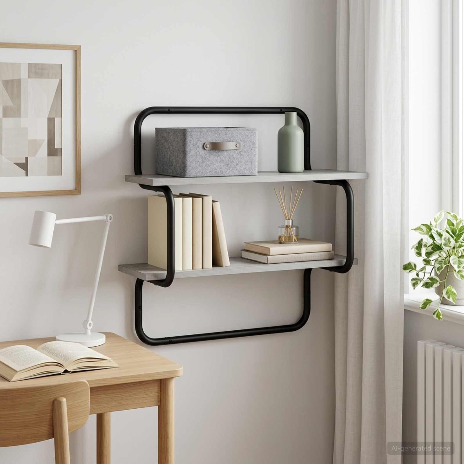 vidaXL Стенна етажерка на 2 нива Сив Сонома 40 x 245 x 61 см