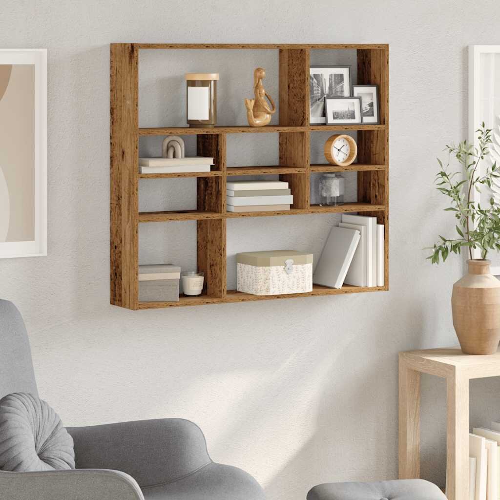 vidaXL стенна етажерка от старо дърво 90x16x78 cm Инженерна дървесина