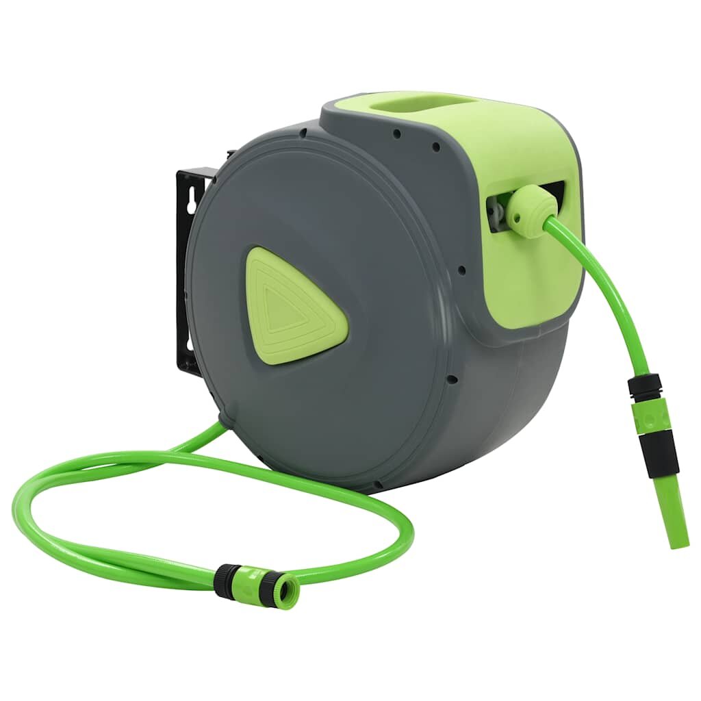 vidaXL Стенна кутия за маркуч автоматично прибиране 30+2 м