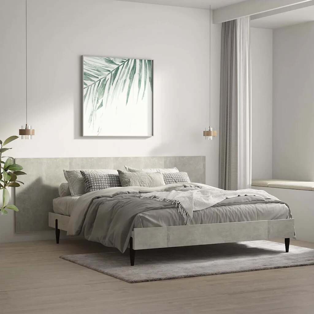 vidaXL Стенна табла за легло бетонно сив 240x15x80 см инженерно дърво