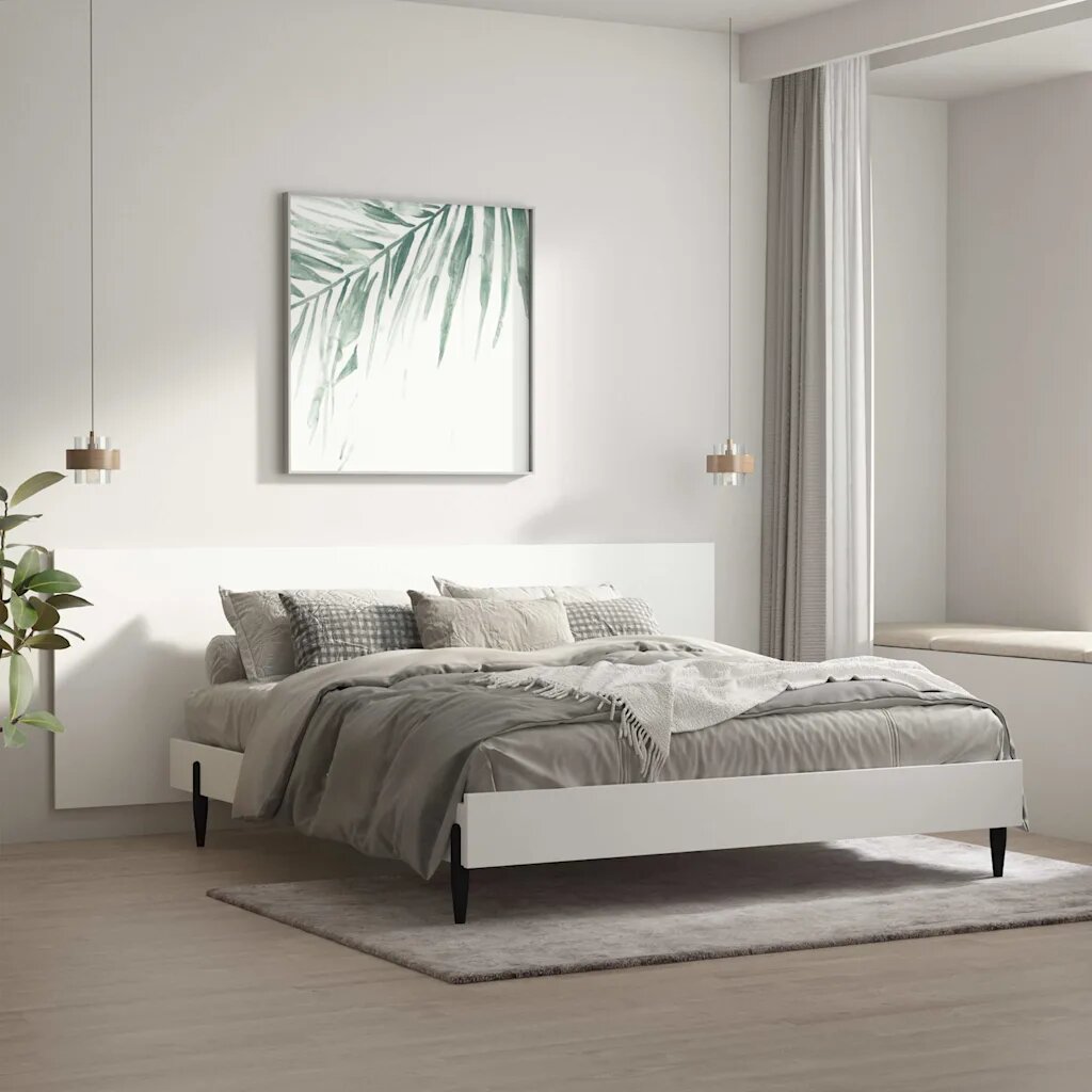 vidaXL Стенна табла за легло бяла 240x15x80 см инженерна дървесина
