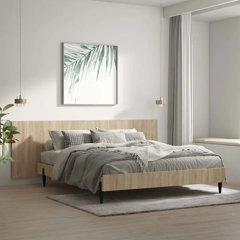 vidaXL Стенна табла за легло дъб сонома 240x15x80 см инженерно дърво