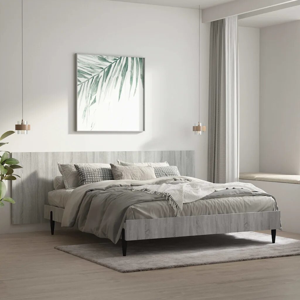 vidaXL Стенна табла за легло Сив сонома 240x15x80 см инженерно дърво