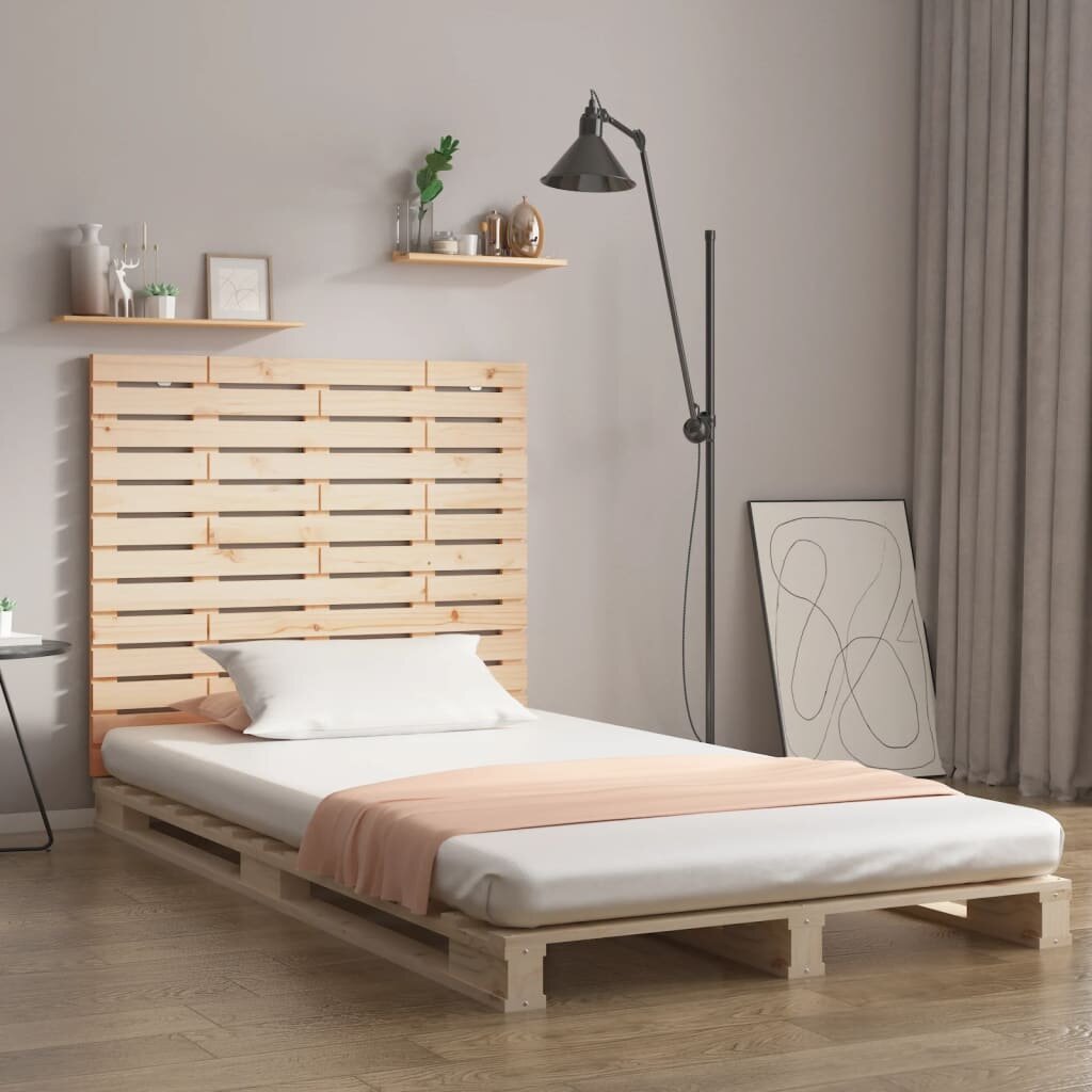 vidaXL Стенна табла за спалня 141x3x915 см борово дърво масив