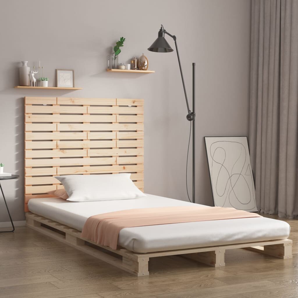 vidaXL Стенна табла за спалня 146x3x915 см борово дърво масив