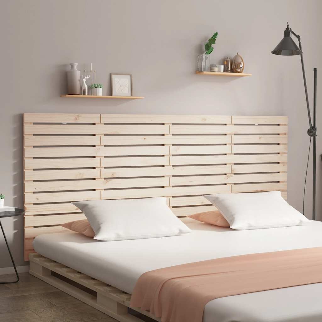 vidaXL Стенна табла за спалня 156x3x915 см борово дърво масив