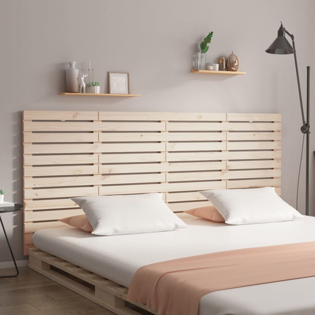 vidaXL Стенна табла за спалня 206x3x915 см борово дърво масив