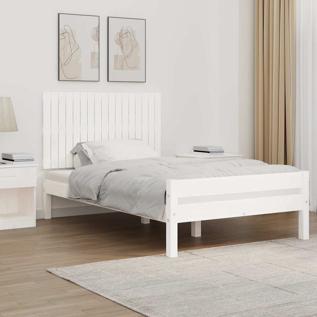 vidaXL Стенна табла за спалня бяла 108x3x60 см борово дърво масив