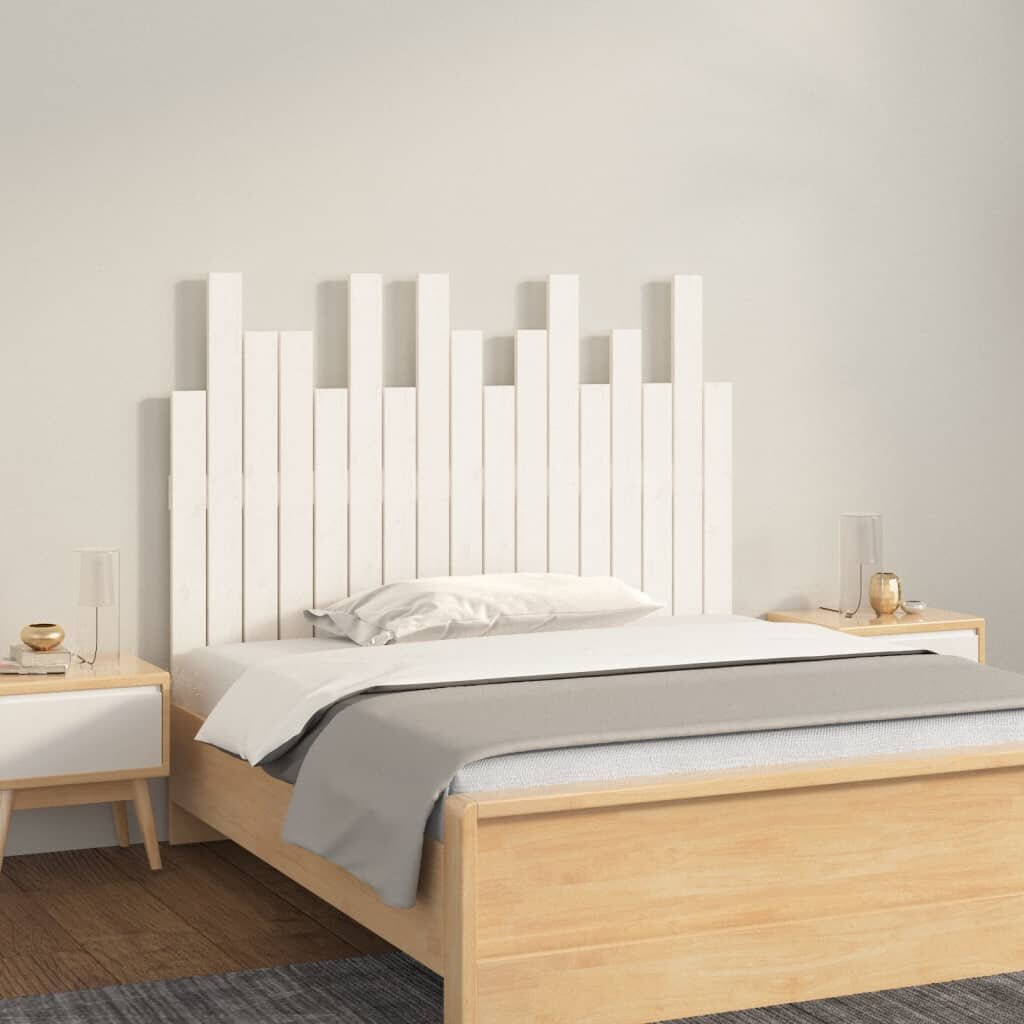 vidaXL Стенна табла за спалня бяла 108x3x80 см борово дърво масив