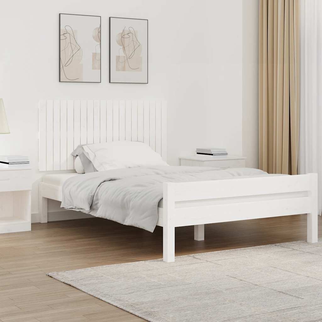vidaXL Стенна табла за спалня бяла 1275x3x60 см борово дърво масив