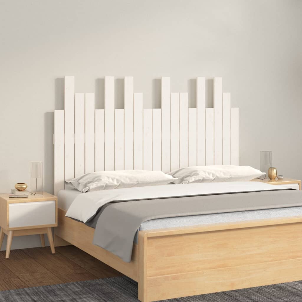 vidaXL Стенна табла за спалня бяла 1275x3x80 см борово дърво масив