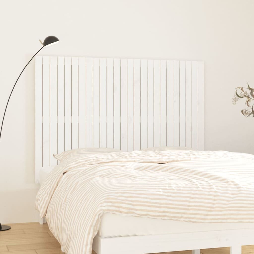 vidaXL Стенна табла за спалня бяла 1595x3x110 см борово дърво масив