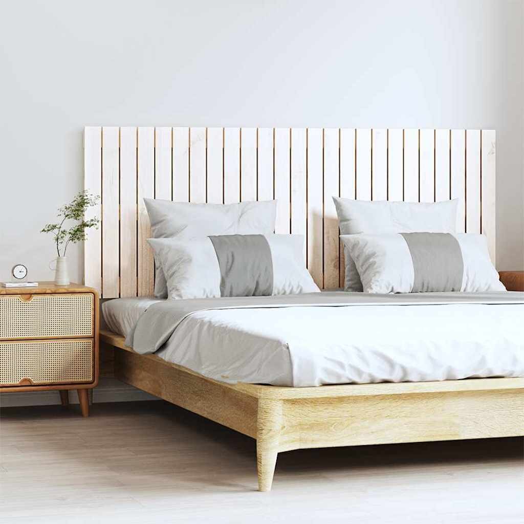 vidaXL Стенна табла за спалня бяла 1595x3x60 см борово дърво масив