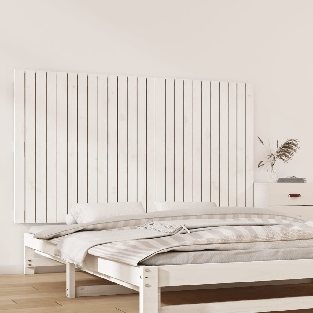 vidaXL Стенна табла за спалня бяла 1595x3x90 см борово дърво масив