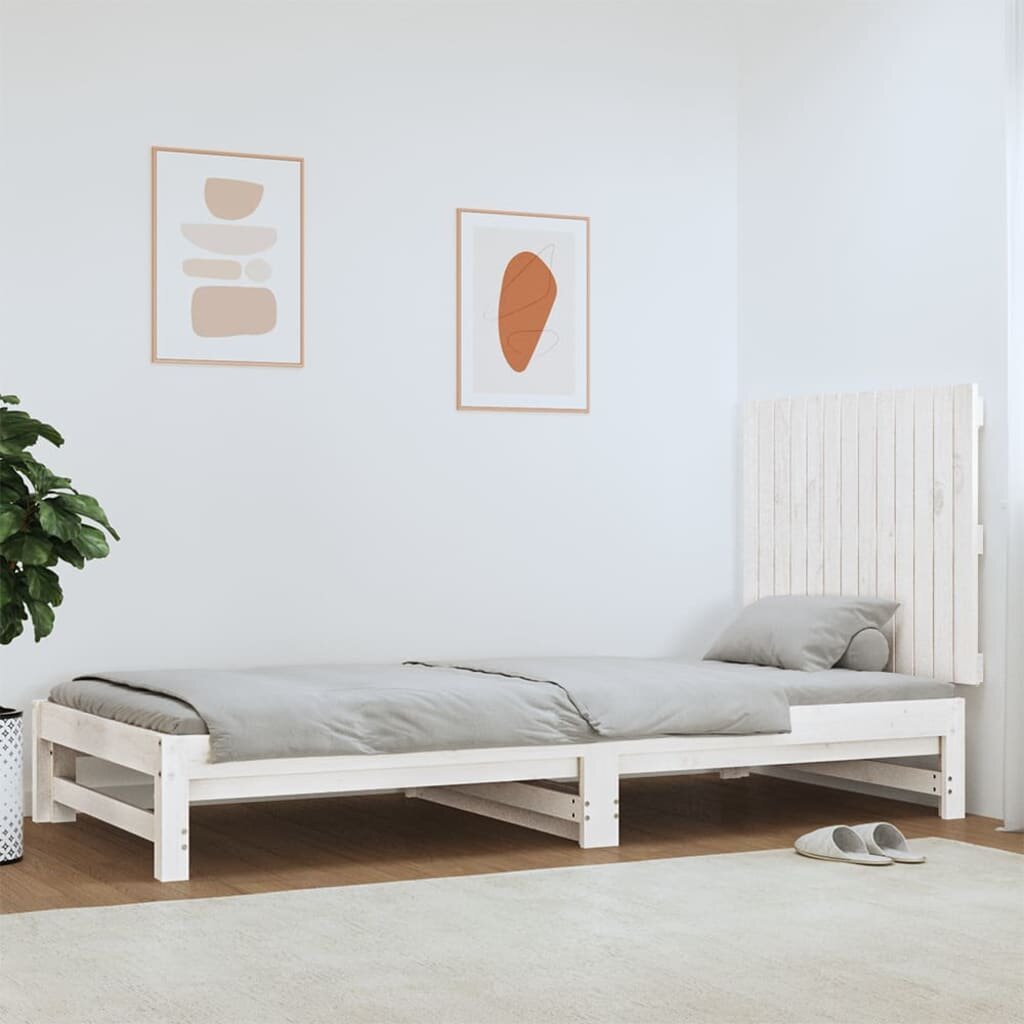 vidaXL Стенна табла за спалня бяла 825x3x60 см борово дърво масив