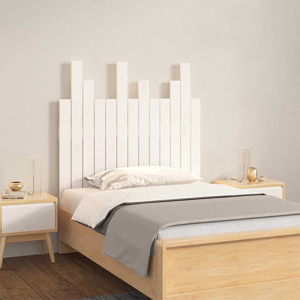vidaXL Стенна табла за спалня бяла 825x3x80 см борово дърво масив