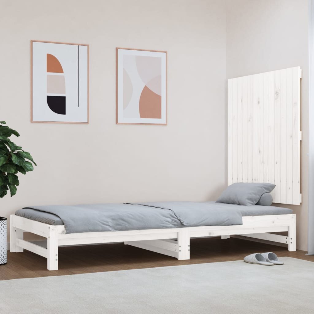 vidaXL Стенна табла за спалня бяла 825x3x90 см борово дърво масив