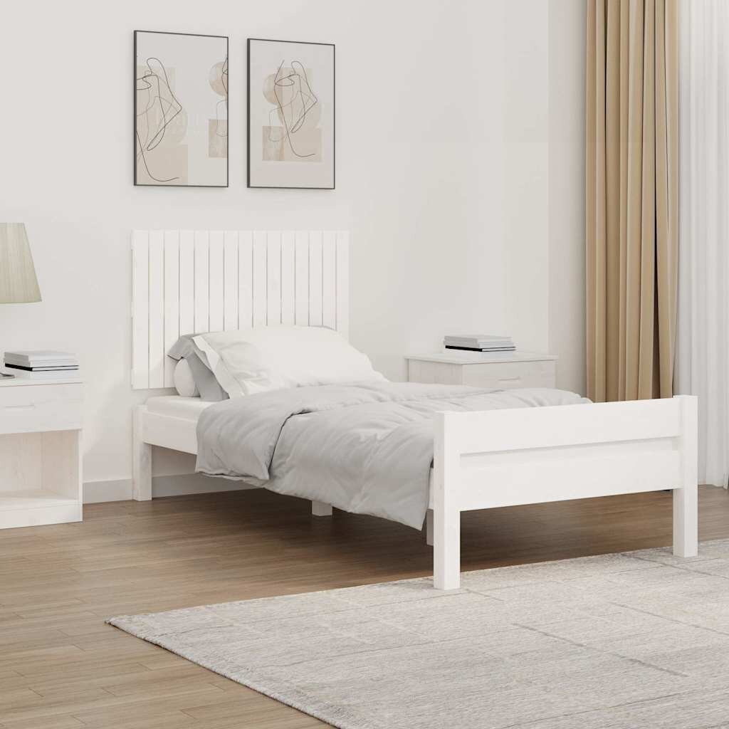 vidaXL Стенна табла за спалня бяла 955x3x60 см борово дърво масив