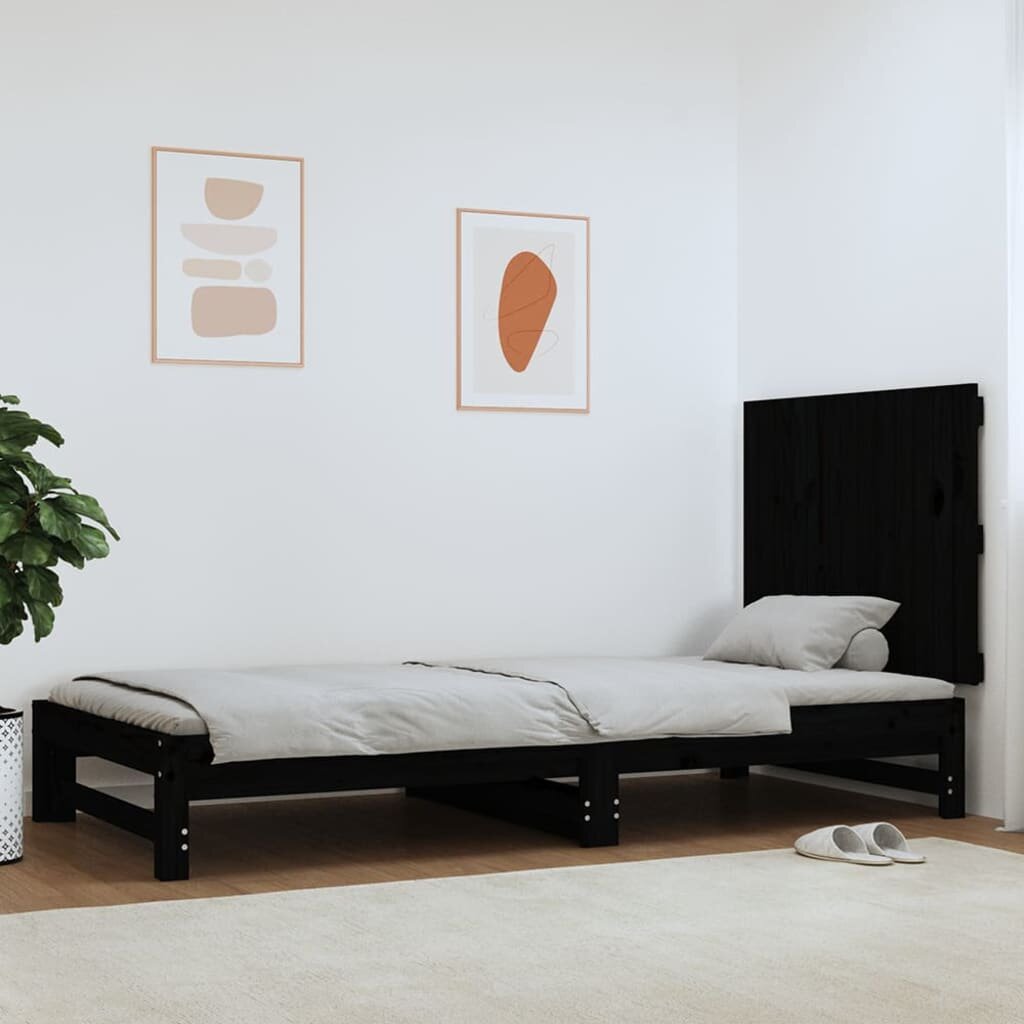 vidaXL Стенна табла за спалня черна 825x3x60 см борово дърво масив