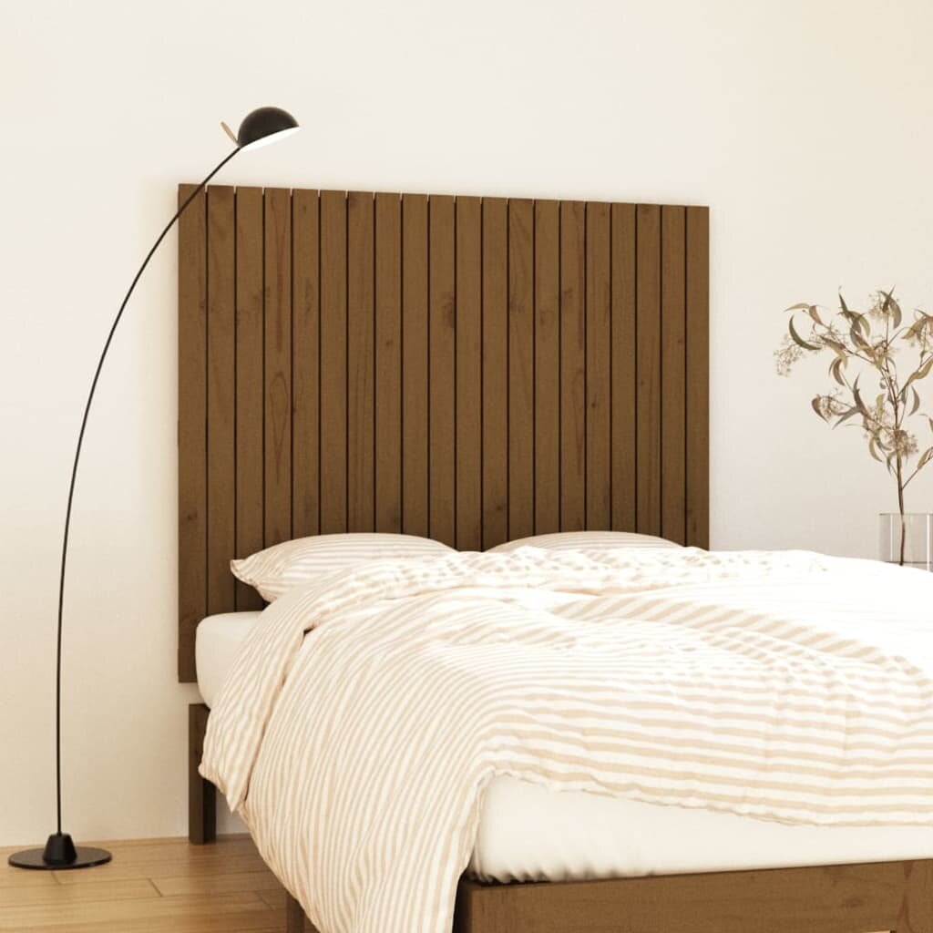 vidaXL Стенна табла за спалня меденокафява 1275x3x110 см бор масив