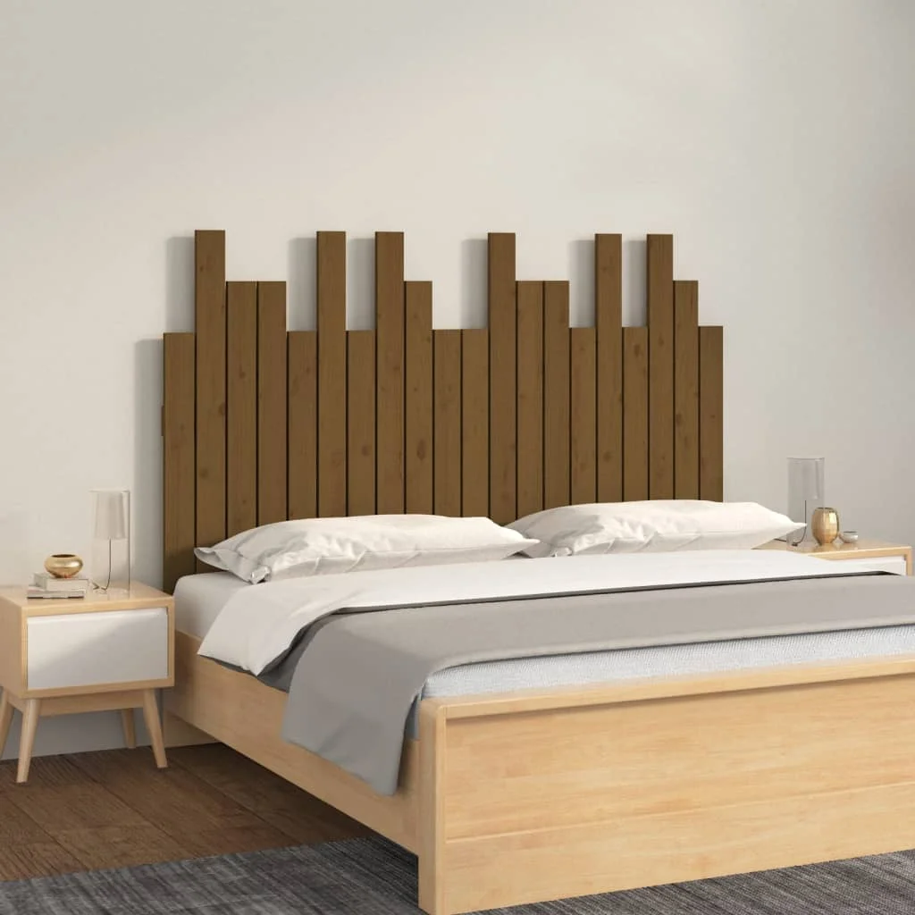 vidaXL Стенна табла за спалня меденокафява 1275x3x80 см бор масив