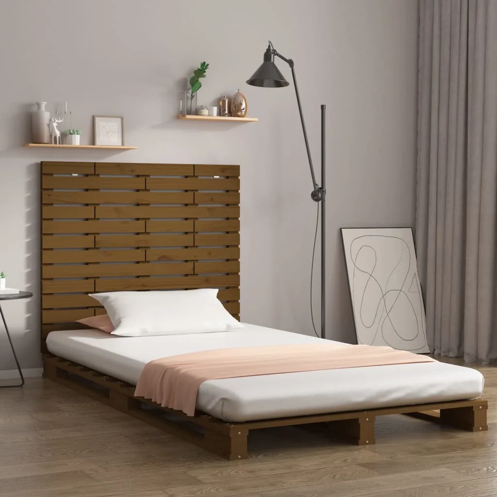 vidaXL Стенна табла за спалня меденокафява 141x3x915 см бор масив