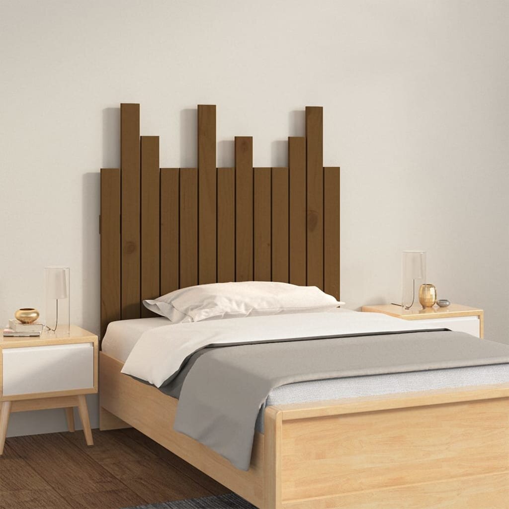 vidaXL Стенна табла за спалня меденокафява 825x3x80 см бор масив