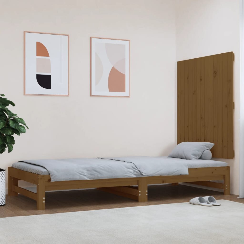vidaXL Стенна табла за спалня меденокафява 825x3x90 см бор масив