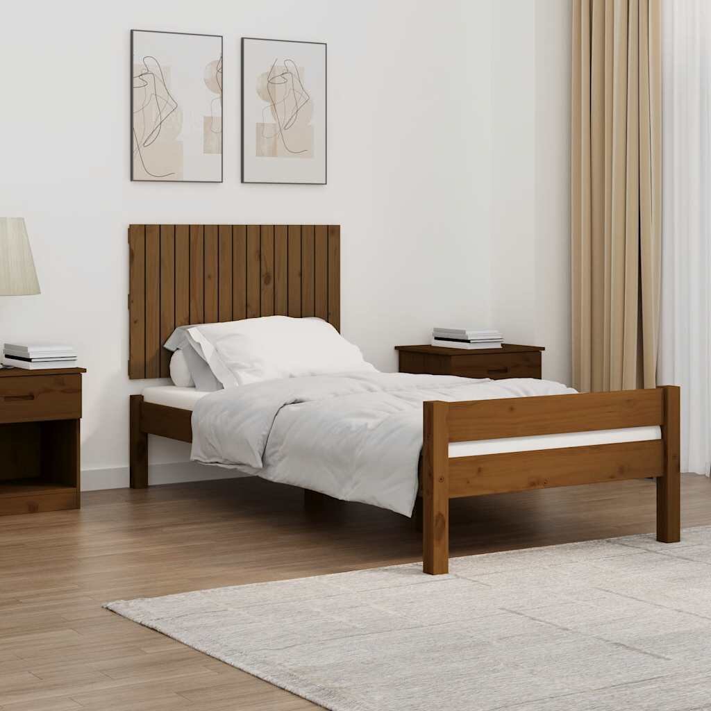vidaXL Стенна табла за спалня меденокафява 955x3x60 см бор масив