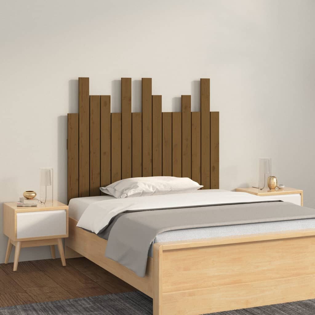 vidaXL Стенна табла за спалня меденокафява 955x3x80 см бор масив