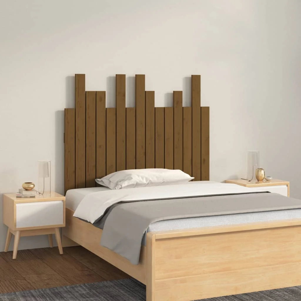 vidaXL Стенна табла за спалня меденокафява 955x3x80 см бор масив