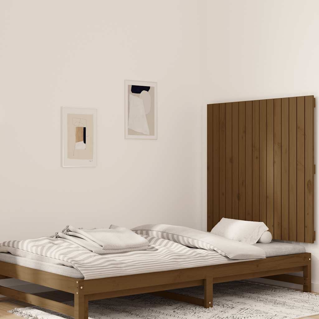 vidaXL Стенна табла за спалня меденокафява 955x3x90 см бор масив