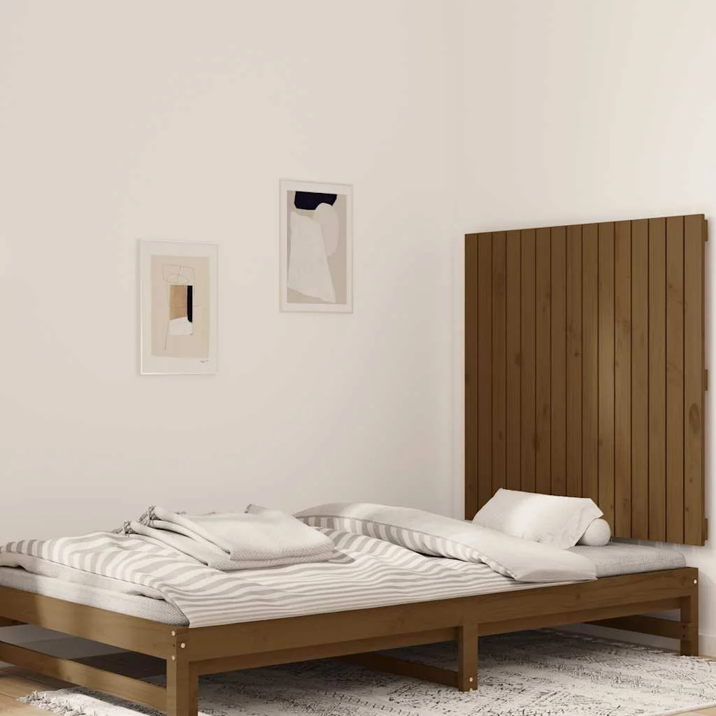 vidaXL Стенна табла за спалня меденокафява 955x3x90 см бор масив