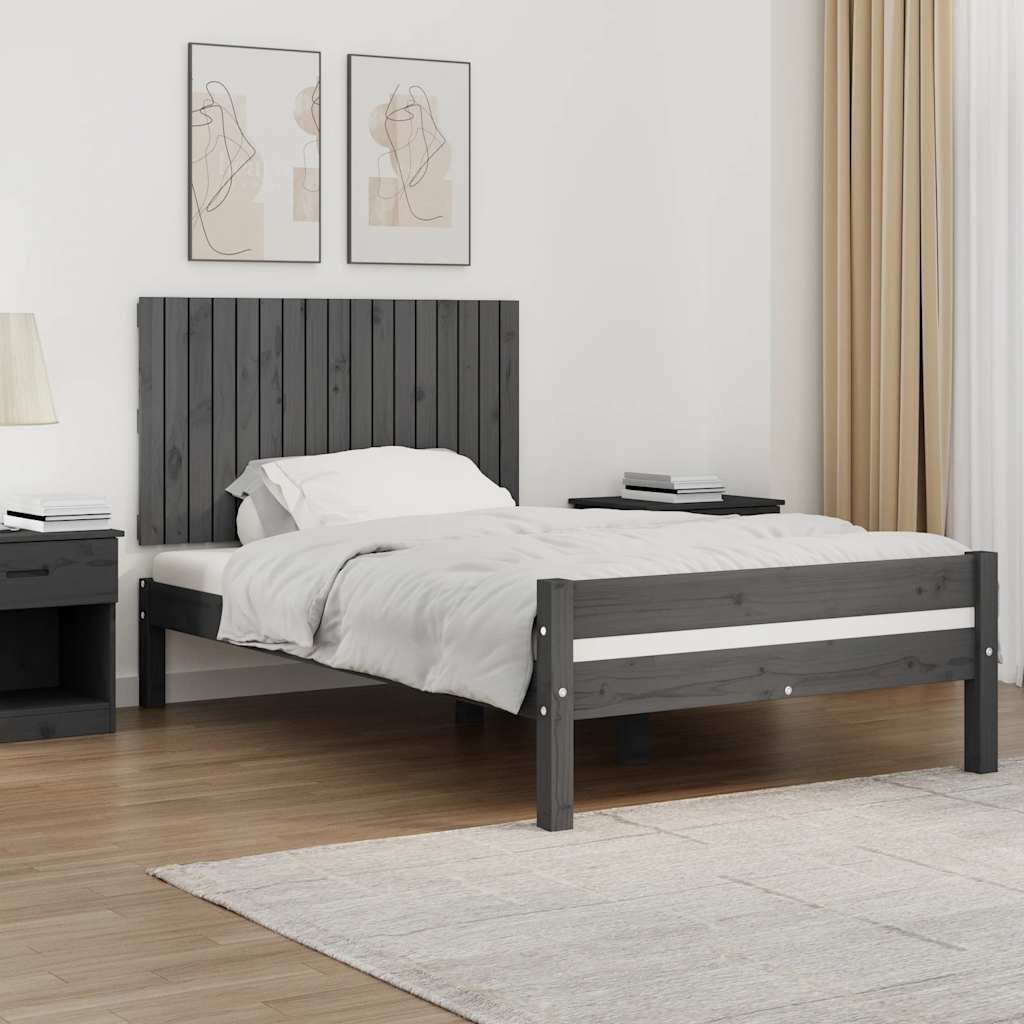 vidaXL Стенна табла за спалня сива 108x3x60 см борово дърво масив