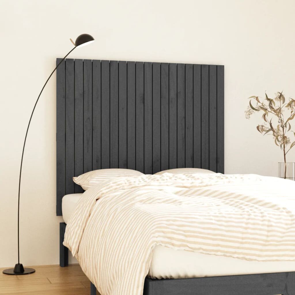 vidaXL Стенна табла за спалня сива 1275x3x110см борово дърво масив